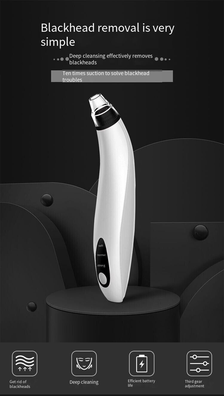 Pore Vacuum Blackhead Remover – USA Fast Shipping, 3 Speeds + 3 Heads